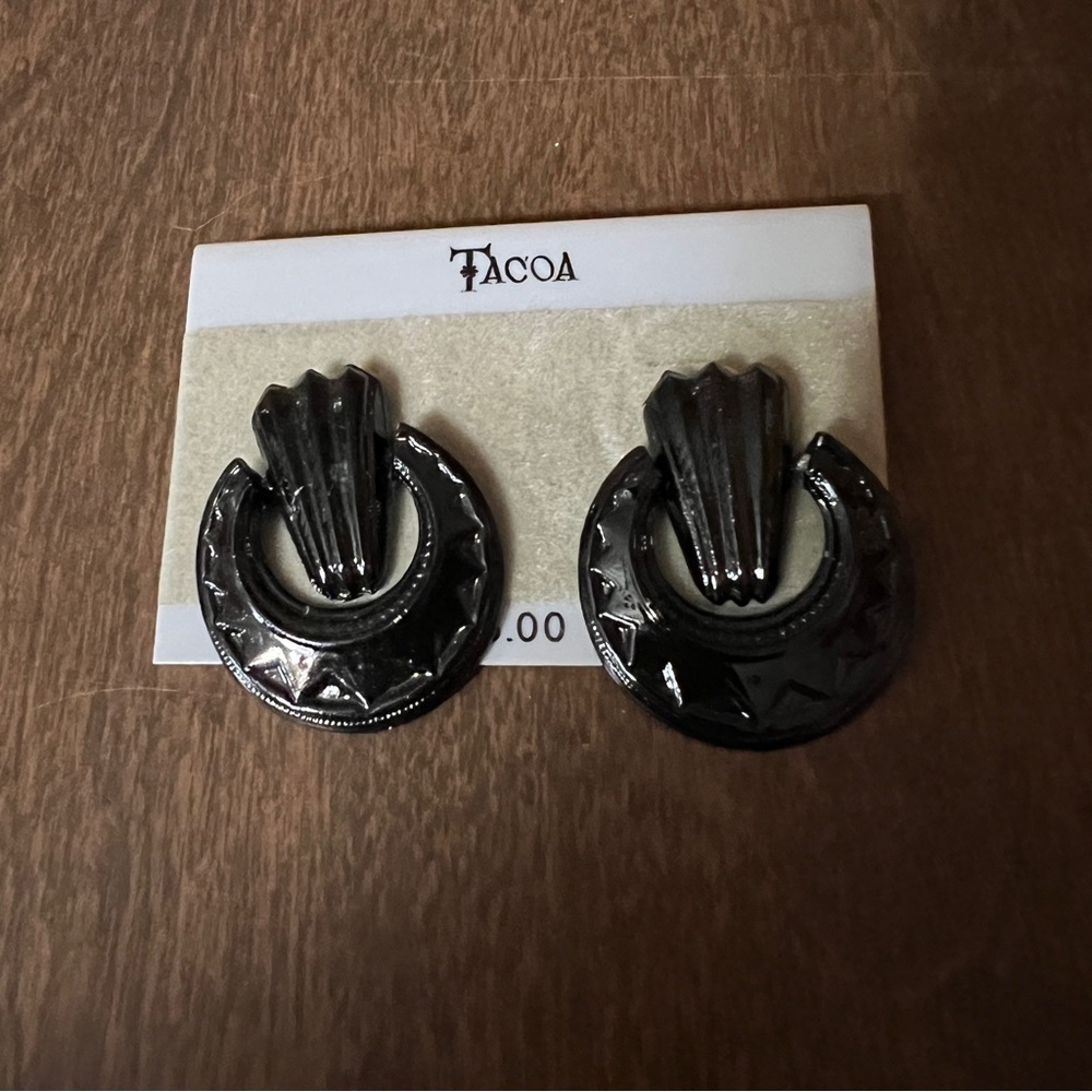 Tacoa earrings black Round Vintage Original Card